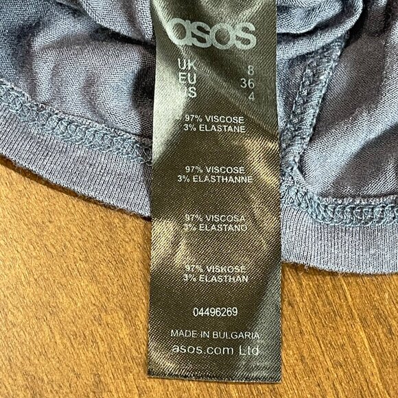 Asos Low Back Mini Dress Women's Size 4 Blue Periwinkle Viscose Long Sleeves - Picture 7 of 12